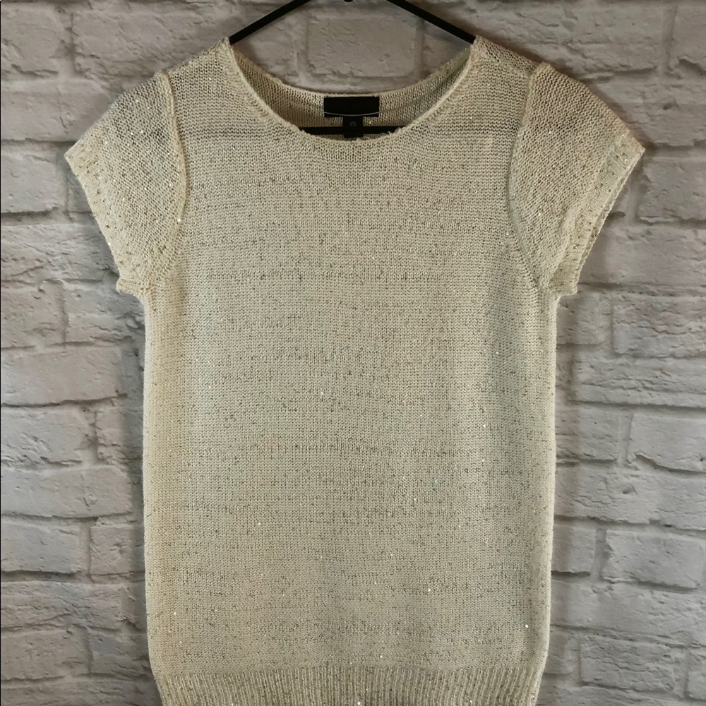 Sparkly Cream Worthington Shirt Sleeve Sweater